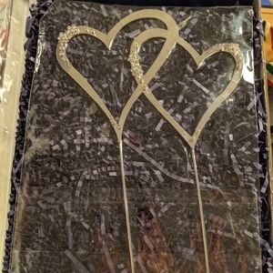Double heart Swarovski cake topper